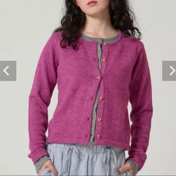 TINA JOJUN 레이어드 스타일 바이컬러 니트 가디건 핑크 그레이