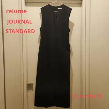 relume 블랙 슬리브리스 롱 원피스