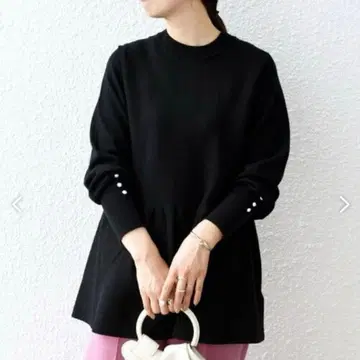 ships 백 펄 모티브 페플럼 니트 BK