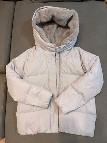 인조 모피 후디드 숏 다운 자켓 사이즈 38