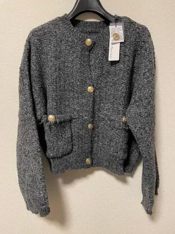 가디건 골드 버튼 트위드 숏 자켓 가디건 여성용