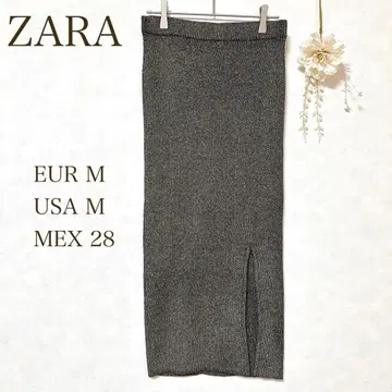 [ ZARA 자라 ] 스커트 니트 타이트 블랙 골드 라메 캐주얼