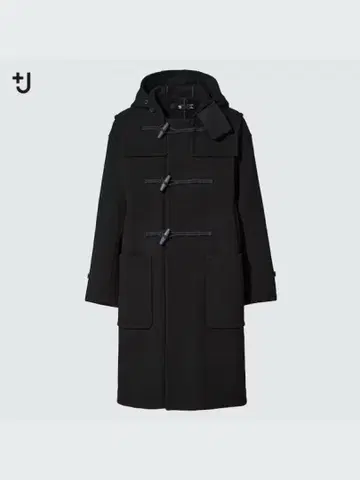 새상품급 UNIQLO +J 울 오버 사이즈 더플 코트 S 블랙