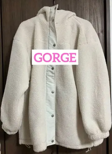 아이보리 후드 부착 보아 블루종