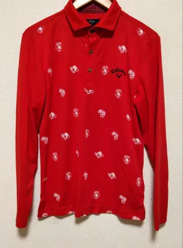 캘러웨이 빨간색 긴팔 피케 셔츠 남성용 L