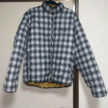 오닐 리버서블 다운 체크 옐로우 컬러 구제 의류 O'NEIL
