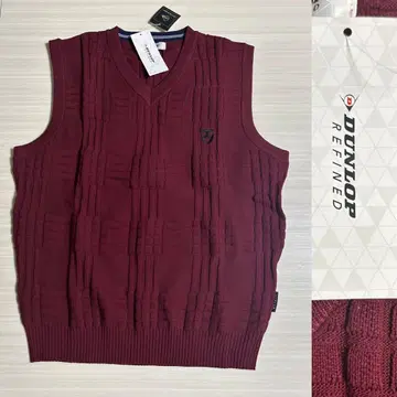 던롭 엠보싱 체크 니트 베스트 M 캐주얼 골프 스포츠