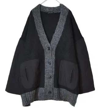 택 포함 새상품 L~LL 빅 사이즈 퀼트 소매 x 니트 가디건 여성용