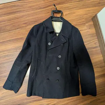 comme ca commune 울 더블 버튼 피 코트 네이비