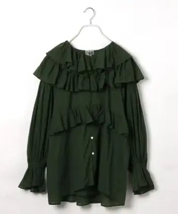 [INDIA IS BEAUTIFUL] 코튼 보일 프릴 블라우스 그린