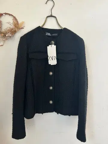 ZARA zara 자라 노카라 트위드 자켓 블랙 골드 버튼