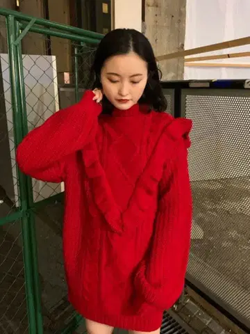 jouetie 프릴 튜닉 니트 원피스