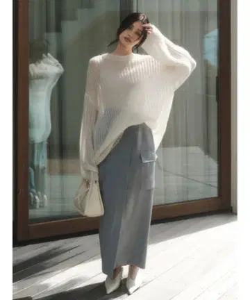 [ FRAY I.D ] 글로시 새틴 카고 스트레이트 스커트 미사용 새상품