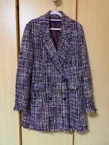 보라색 계열 트위드 더블 브레스트 자켓
