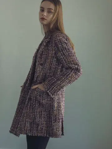 ELENORE TOKYO / 보라색 트위드 더블 브레스트 자켓