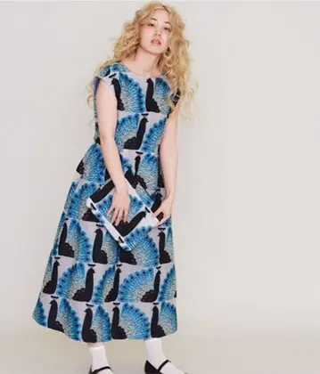 푸프레 자카드 원피스 공작 패턴 쿠자쿠 피콕 peu pres