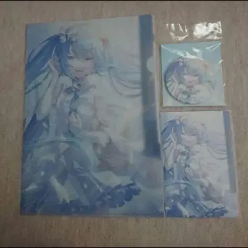 프로세카 창문 미쿠 클리어 파일 엽서 캔뱃지 세트