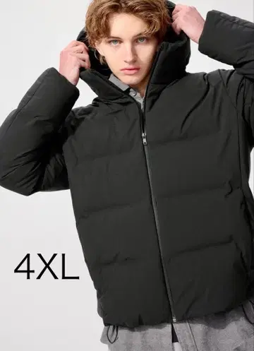 UNIQLO 4XL 블랙 심리스 다운 후드티