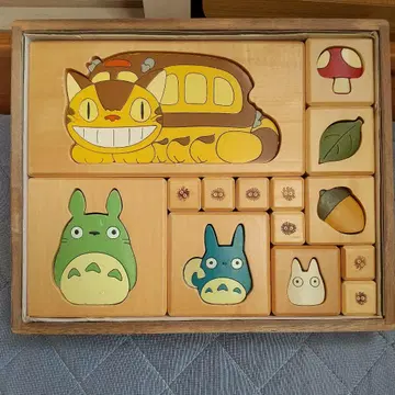 스튜디오 지브리 이웃집 토토로 모양 맞추기 큐브 나무 블록 검댕이