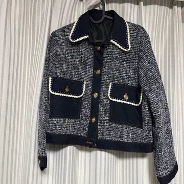 네이비 트위드 자켓
