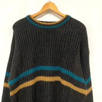 80s 90s 아크릴 니트 스웨터 구제 의류 Y2K 라인 빈티지