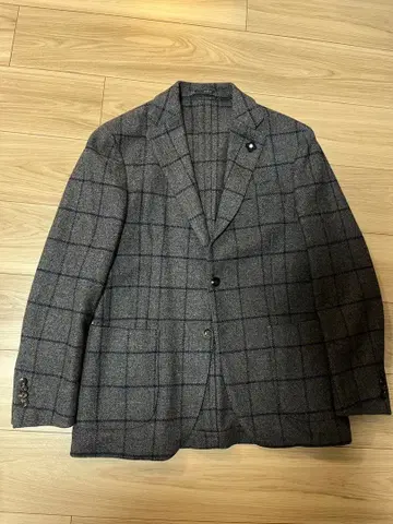 LARDINI 그레이 계열 체크 테일러드 자켓