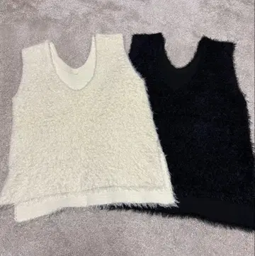 NATURAL BEAUTY BASIC 헤어리 니트 베스트 2장 세트