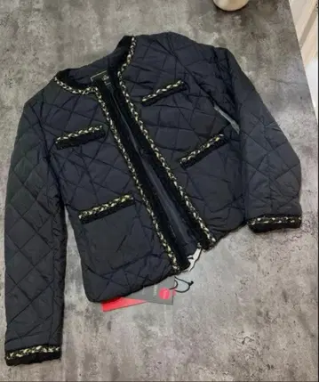 퀼팅 다운 자켓 블랙 트위드