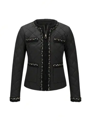 퀼팅 다운 자켓 블랙 트위드