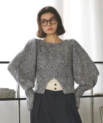 loin nuit 믹스 컬러 퍼프 니트 블루