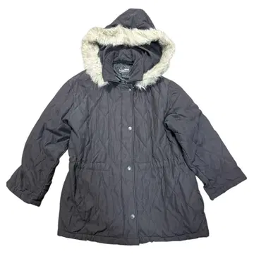 퍼 달린 다크 그레이 다운 자켓