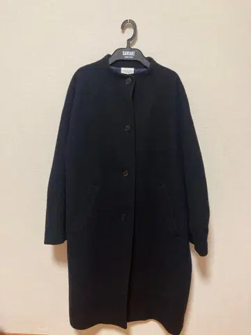 yuni 울 혼방 롱 코트 블랙