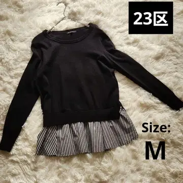 [23구] 스트라이프 밑단 포함 블랙 니트 긴팔
