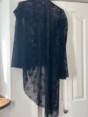 Ifsixwasnine CARDI-2 블랙 레이스 롱 가디건