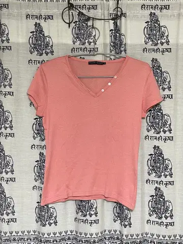 랄프 로렌 V넥 반팔 티셔츠 더스티 핑크 M