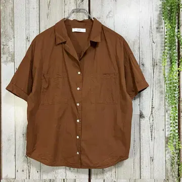 디스코트 셔츠 반팔 오픈 카라 F 브라운 와이드 루즈핏