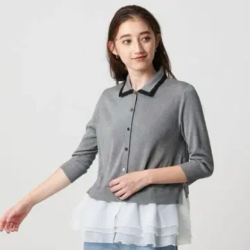 UNITED ARROWS 레이디 포로 콤비 니트 워셔블 그레이