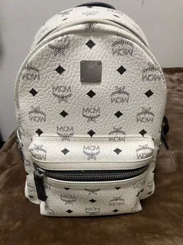MCM 화이트 가죽 백팩