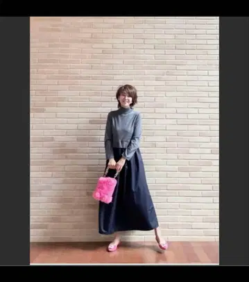 E by eclat 새상품급 니트 도킹 원피스 그레이 네이비 40