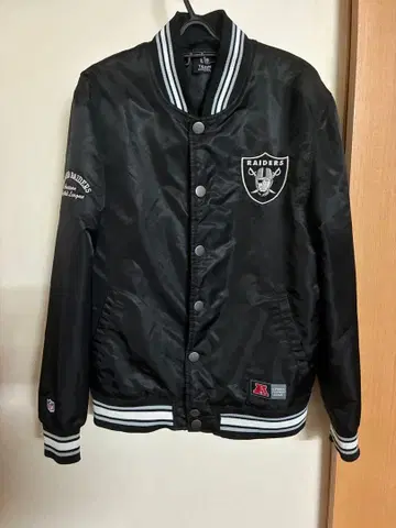 NFL 공식 레이더스 마제스틱제 나일론 바시티 자켓 자수 kj