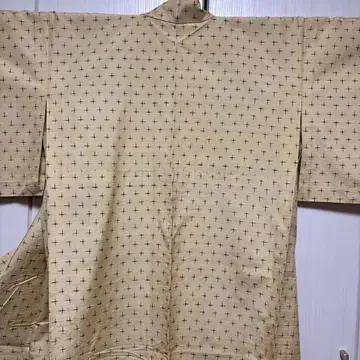 십자가 격자 무늬  기모노 순수 실크