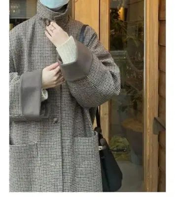 [ 새상품급 클리닝 완료 ] mecherie 롱 코트 체크 무늬