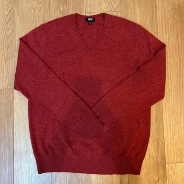UNIQLO 빨간색 V넥 니트 스웨터 M