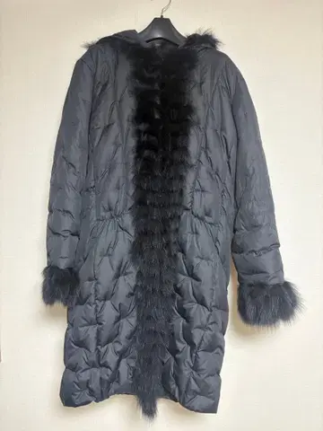 퍼 트리밍 다운 롱 자켓 M 블랙