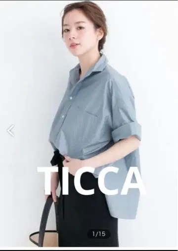 TICCA 스퀘어 빅 셔츠 라이트 블루 반팔 셔츠 7부 소매