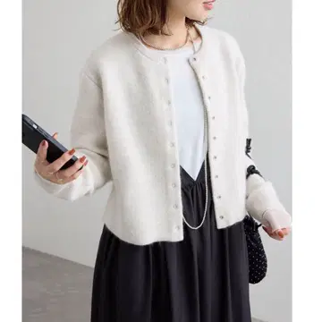 SLOBE IENA 아이보리 가디건 울 혼방 긴팔