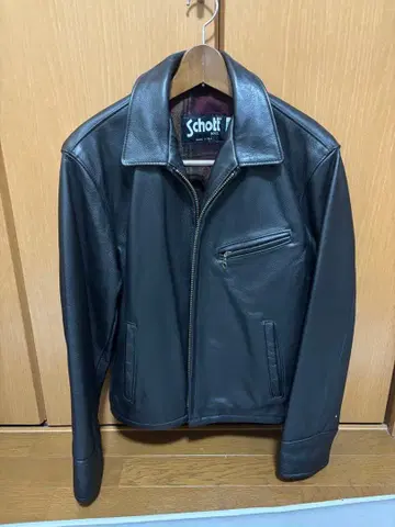 Schott 블랙 가죽 라이더 자켓