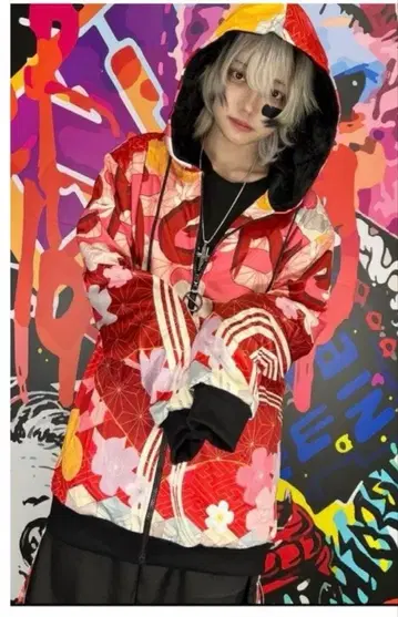 NieR 안쪽 방한 퍼 안감 일본풍 패턴 ZIP OUTER