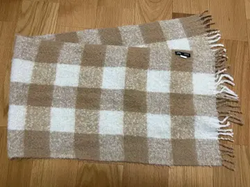 ZARA 체크 무늬 머플러 베이지 화이트