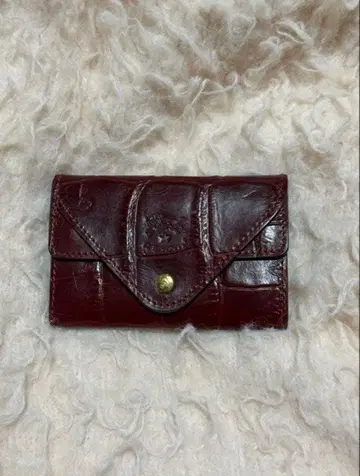 버건디 가죽 코인 케이스